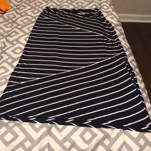 navy and white striped skirt from loft